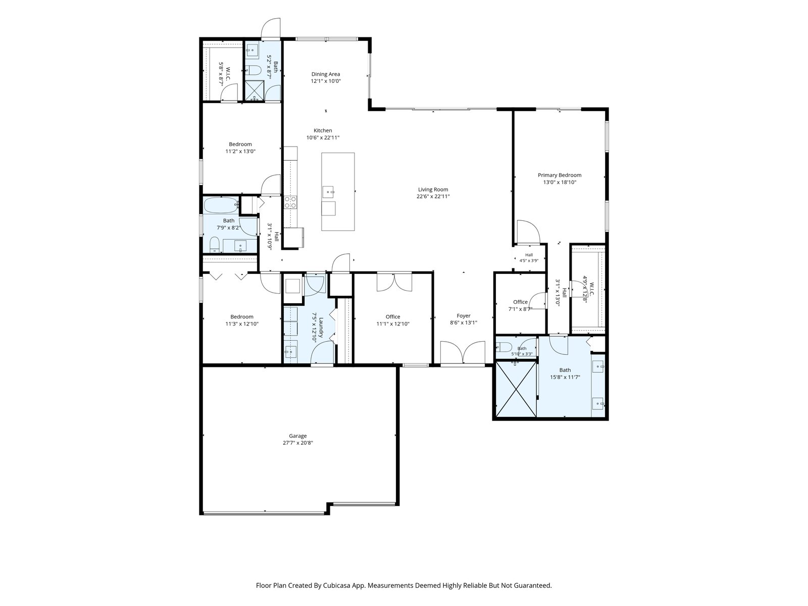 Measured floor plan of 17040 Serengeti Cir with room dimensions